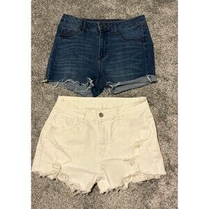Lot Of 2 Jean Shorts Fringed White #bemore Rewash Sz 5 M